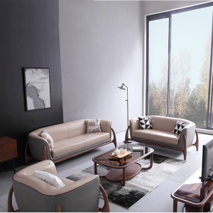 预售-北欧皮沙发简约现代小户型客厅皮艺沙发组合
