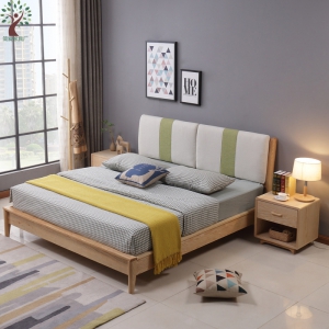 预售-北欧纯实木床1.5米靠背床简约家具1.8米卧室白蜡木双人床