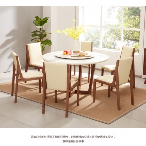 【A.SG】北欧全实木餐桌圆形大理石餐桌椅组合白蜡实木现代简约小户型饭桌