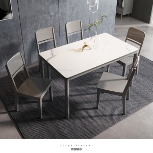 【A.SG】轻奢岩板餐桌组合现代简约实木小户型家用大理石餐桌椅套装