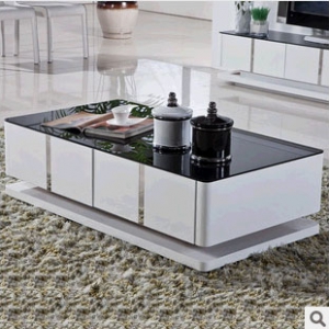 Preorder-Glass Top 2 Drawer Coffee Table