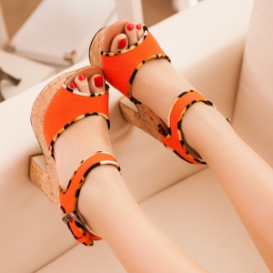 Orange Canvas Heels