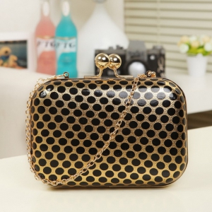 Goldweave polka dot mini clutch shoulder bag / evening bag