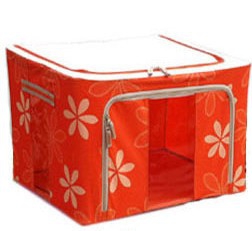 55L Durable Large Foldable Storage Box With Floral Prints,See Through Panel 