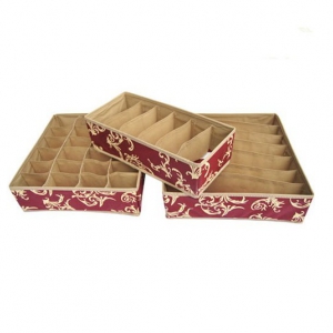 3 PCS Printed Foldable Storage Box For Underwear And Socks 