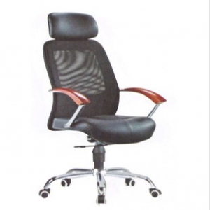 Mesh Support Office Chair with wooden armrest