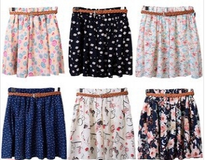 Assorted design short skirts with belt
