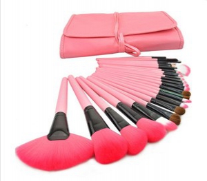 24 pc pink make up brush set