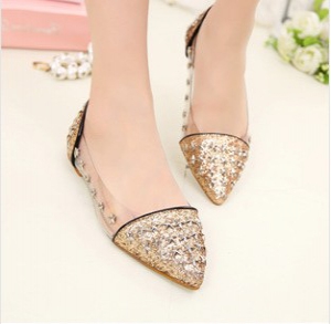 Pointed gold flats with stars studs