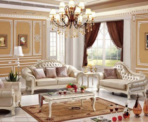 Luxury leather sofa set