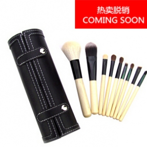 9pc goat hair makeup brushes in cylinder case