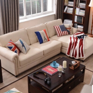 Fabric three-seat sofa&chaise longue