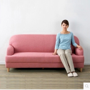 粉色日式客厅小型布沙发
