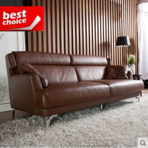 Leather three-seat sofa