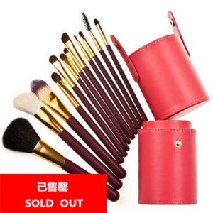 12pc goat hair makeup brushes in cylinder case