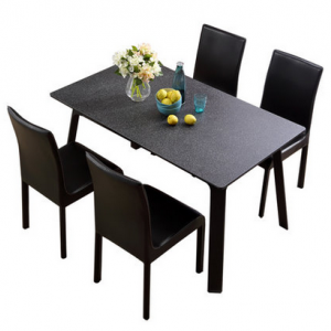 预售-现代简约钢化玻璃餐桌椅组合+餐椅4把 
