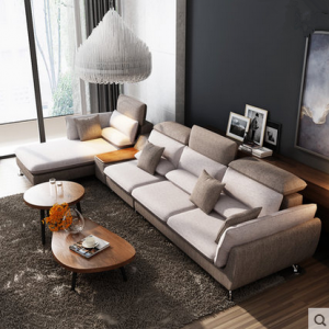 preorder- Fabric three seat sofa +chaise longue+ Side table