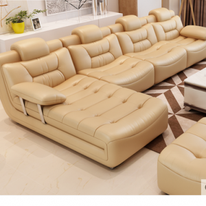 Preorder-Leather three seat sofa +chaise longue