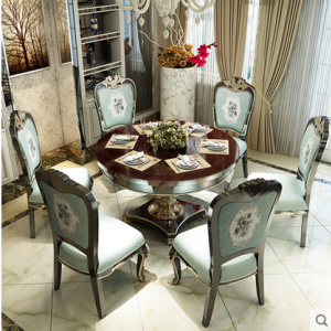 预售-欧式餐桌椅组合新古典圆桌子+6椅子