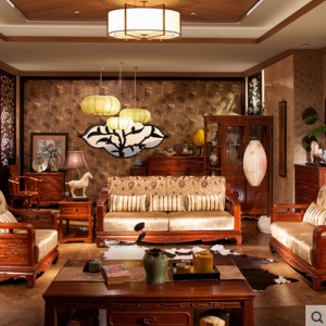 预售-现代中式客厅实木沙发123组合