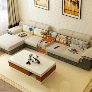 preorder- Fabric three seat sofa +chaise longue+Side table