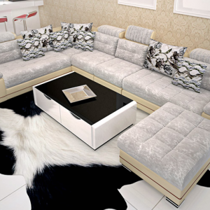Preorder-Fabric six-seat corner sofa+foot stool