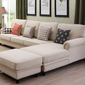 Preorder-Fabric three-seat sofa + chaise longue+foot stool