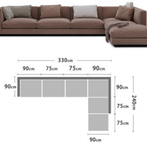 Preorder-Fabric four-seat corner sofa+foot stool
