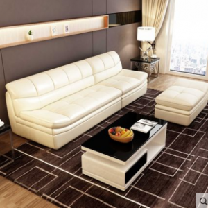 Preorder-Leather three-seat sofa +foot stool