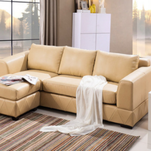 Preorder-Leather three-seat sofa+foot stool