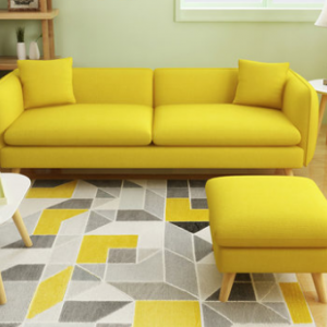 Preorder-Fabric three-seat sofa +foot stool
