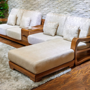 Preorder-Fabric three-seat sofa +chaise longue+side table