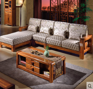 预售-中式实木转角布艺沙发组合3+贵