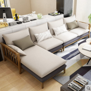 预售-北欧简约现代实木布艺沙发组合3+贵