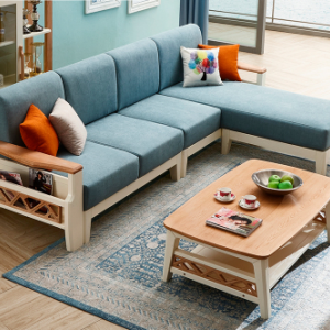 Preorder-Fabric three-seat sofa+chaise longue+coffee table