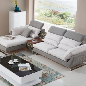 Preorder-Fabric two-seat sofa+chaise longue+side table