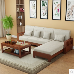 Preorder-Fabric three-seat sofa+chaise longue+coffee table