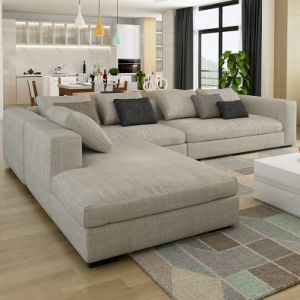 Preorder-Fabric four-seat sofa+chaise longue