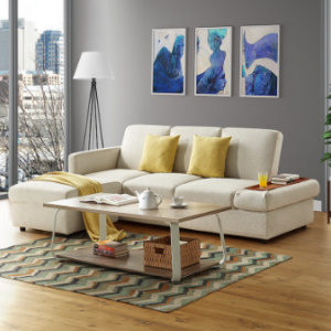 预售-欧式现代实木布艺沙发组合3+踏