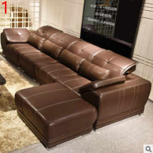 Preorder-Leather four-seat sofa+chaise longue