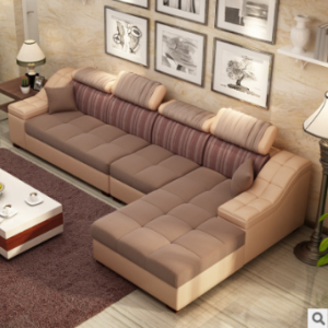 预售-现代简约可拆洗皮布沙发组合3+贵