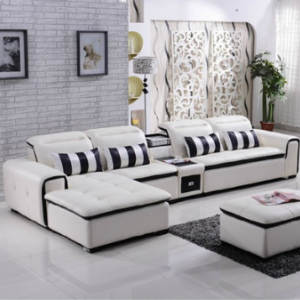 Preorder-Leather three-seat sofa+chaise longue+sideboard