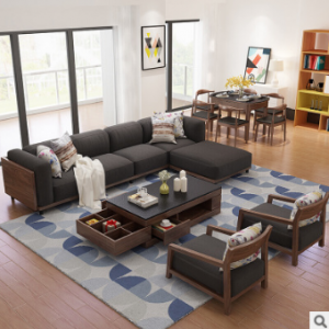 Preorder-Fabric four-seat sofa+foot stool+2 armchair
