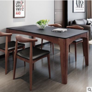 预售-现代实木大理石餐桌套一桌+4椅