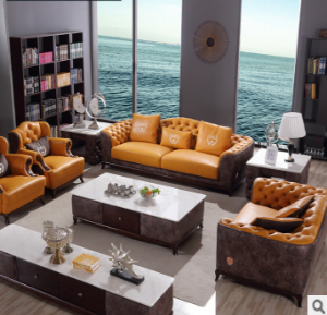 Preorder-Leather four-seat sofa+two-seat sofa+armchair