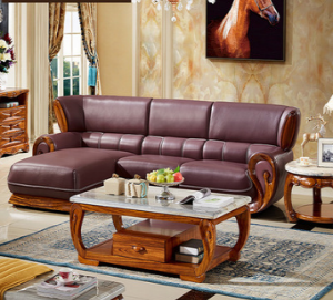 Preorder-Leather two-seat sofa+chaise longue
