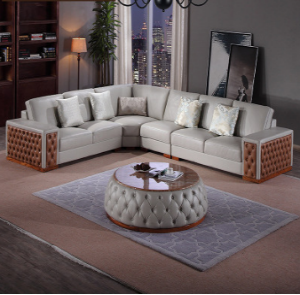 Preorder-Leather five-seat corner sofa