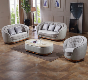 预售-欧式古典头层真皮沙发组合1+2+3