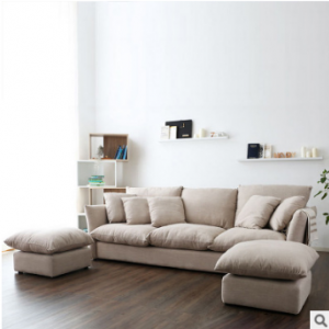 Preorder-Fabric three-seat sofa+2 foot stool