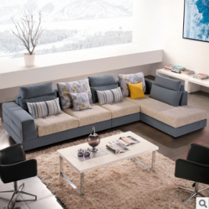 预售-现代简约转角布艺沙发组合3+贵